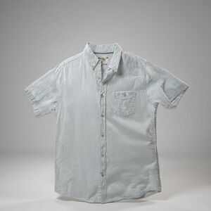 Weatherproof Vintage Men's Linen Cotton Short Sleeve White Shirt  Medium